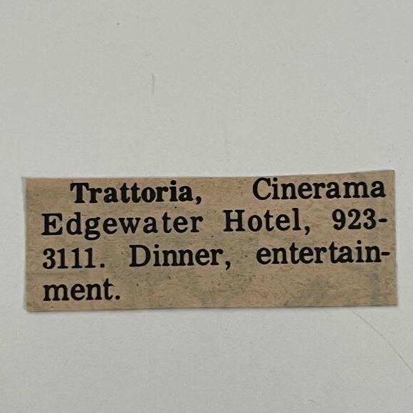 Trattoria Cinerama Edgewater Hotel Dinner 1977 Hawaii Travel Ad SAH3-S20 - Picture 2 of 2